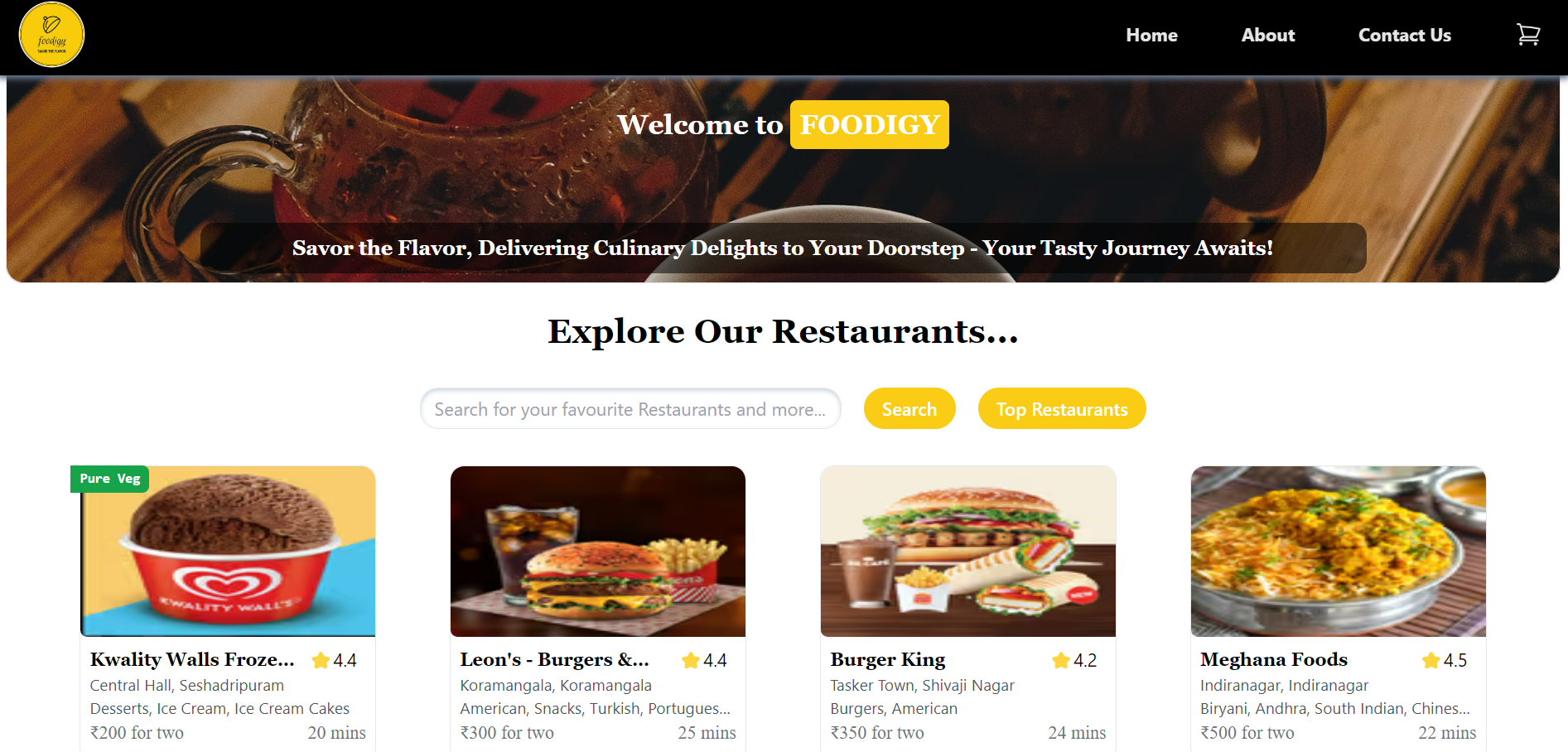 Foodigy Food Ordering Website